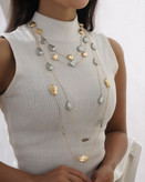 ست گردنبند زنانه و رولباسی دو لاین مرواریدی نانو رنگ ثابت طلایی