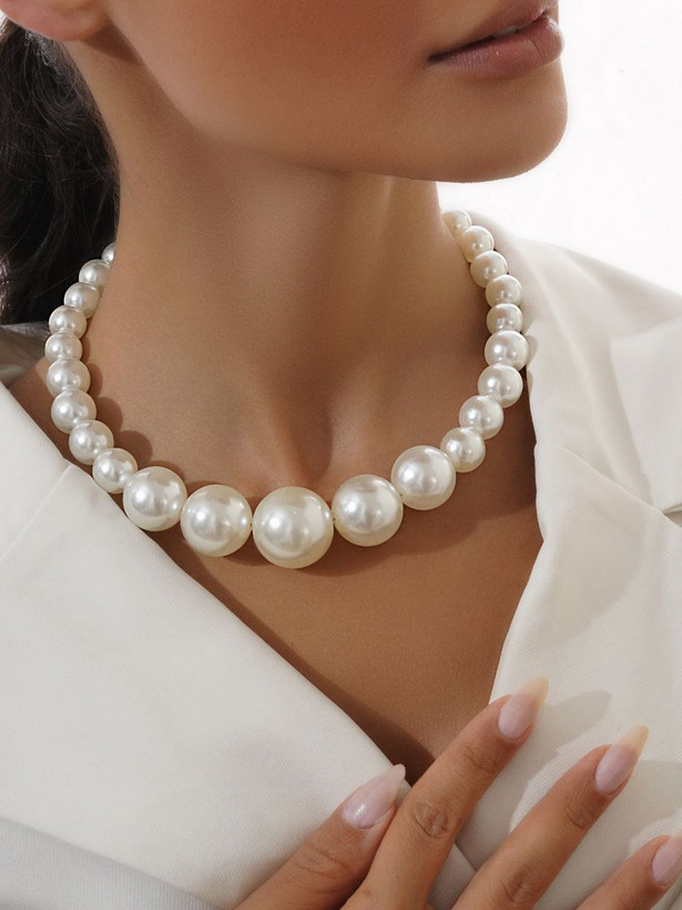 گردنبند زنانه طوق مرواریدی نانو رنگ ثابت