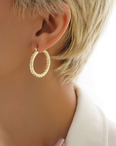 گوشواره زنانه حلقه ای طرح طلا نانو رنگ ثابت