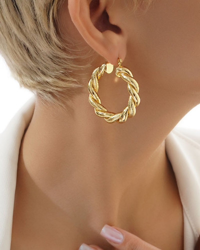 گوشواره زنانه مارپیچ طرح طلا نانو رنگ ثابت