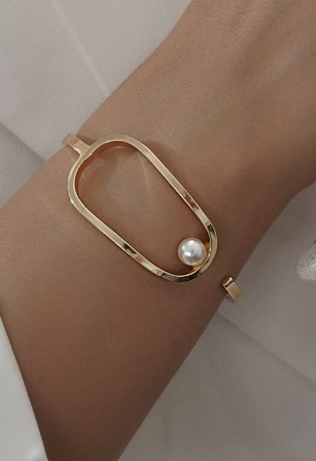 بنگل زنانه طرح طلای مرواریدی نانو رنگ ثابت