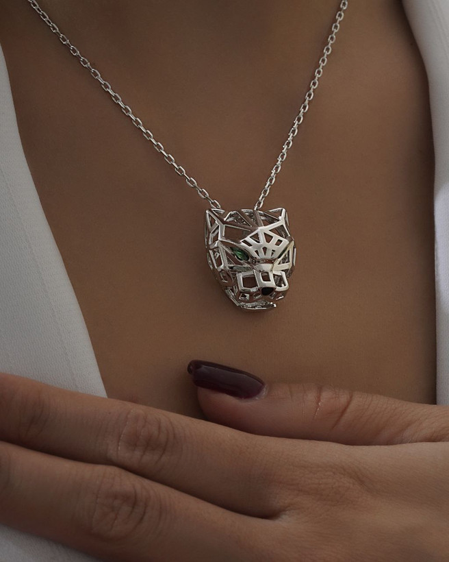 گردنبند زنانه مسترکوالیتی پنتر کارتیر با آبکاری رادیوم و طلای ۱۸ عیار