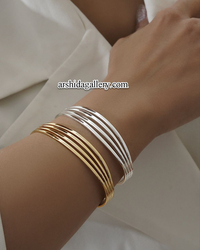 بنگل مینیمال با آبکاری طلای 18 عیار و نقره، پوشش نانو