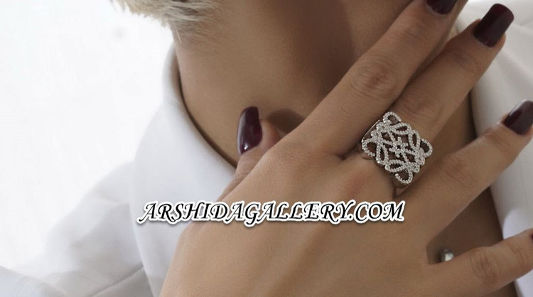 انگشتر مسترکوالیتی لوئِوه با آبکاری رادیوم و نگینهای زیرکونیا