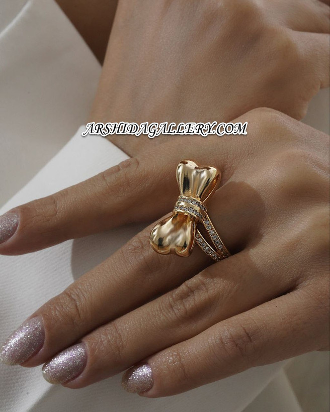 انگشتر پاپیون با آبکاری طلا 18 عیار و نقره، پوشش نانو