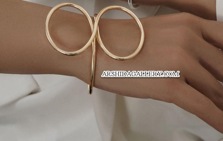 بنگل زنانه بینهایت با آبکاری طلا 18 عیار