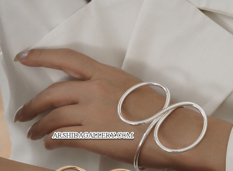 بنگل زنانه بینهایت با آبکاری نقره