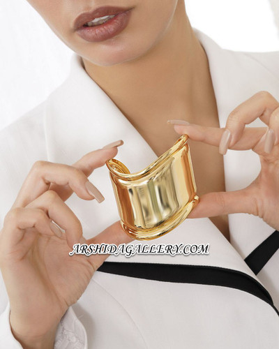 بنگل زنانه آینهای با آبکاری طلای 18 عیار، رنگ ثابت و ضد حساسیت