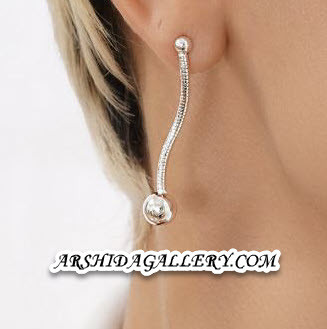 گوشواره آویز گوی با آبکاری نقره و رنگ ثابت