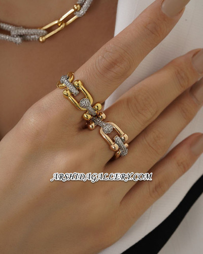 انگشتر زنانه تیفانی با آبکاری طلای ۱۸ عیار و رنگبندی جذاب کپی