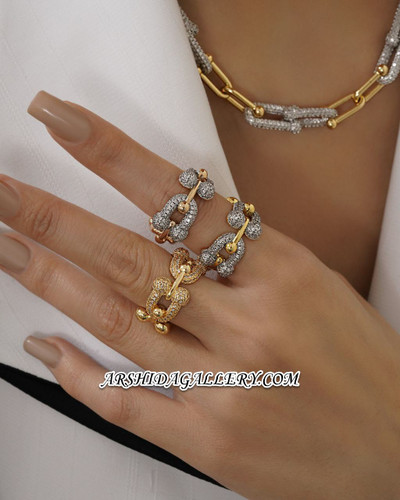 انگشتر زنانه تیفانی با آبکاری طلای ۱۸ عیار و رنگبندی جذاب