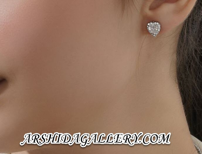 نیم ست طرح جواهر قلبی با نگینهای زیرکونیا مخراجی شده و آبکاری رادیوم