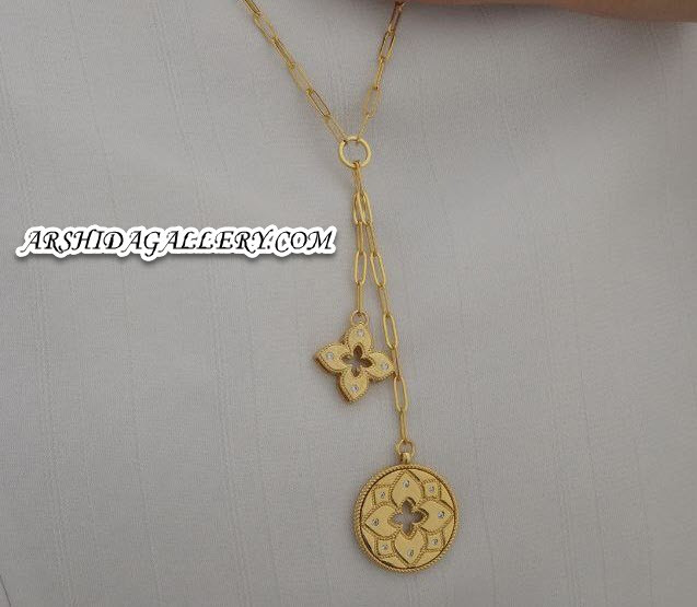 ست زنانه گردنبند و انگشتر روبرتوکوین مسترکوالیتی با صدف طبیعی و آبکاری طلای 18 عیار