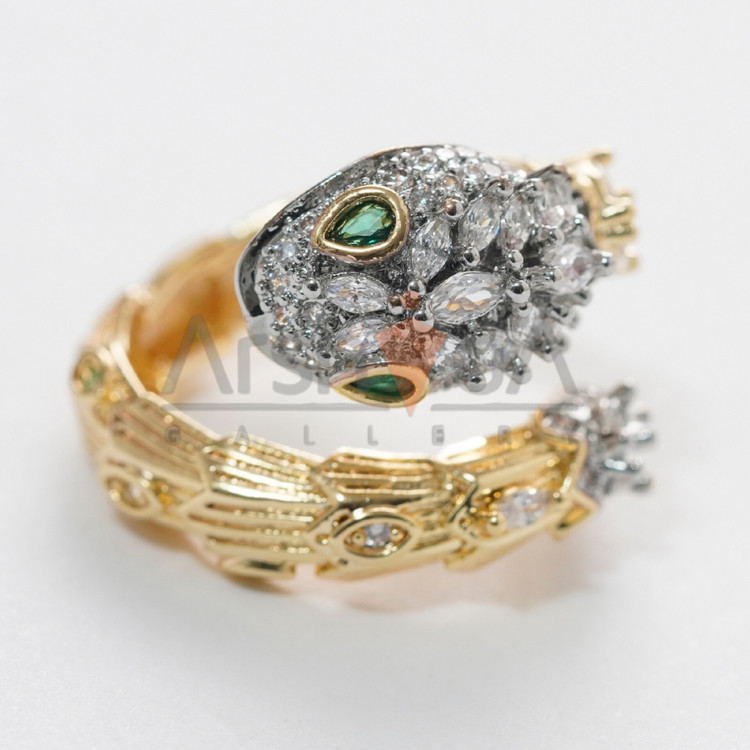 انگشتر زنانه مار بولگاری تک دور طرح طلا نانو رنگ ثابت