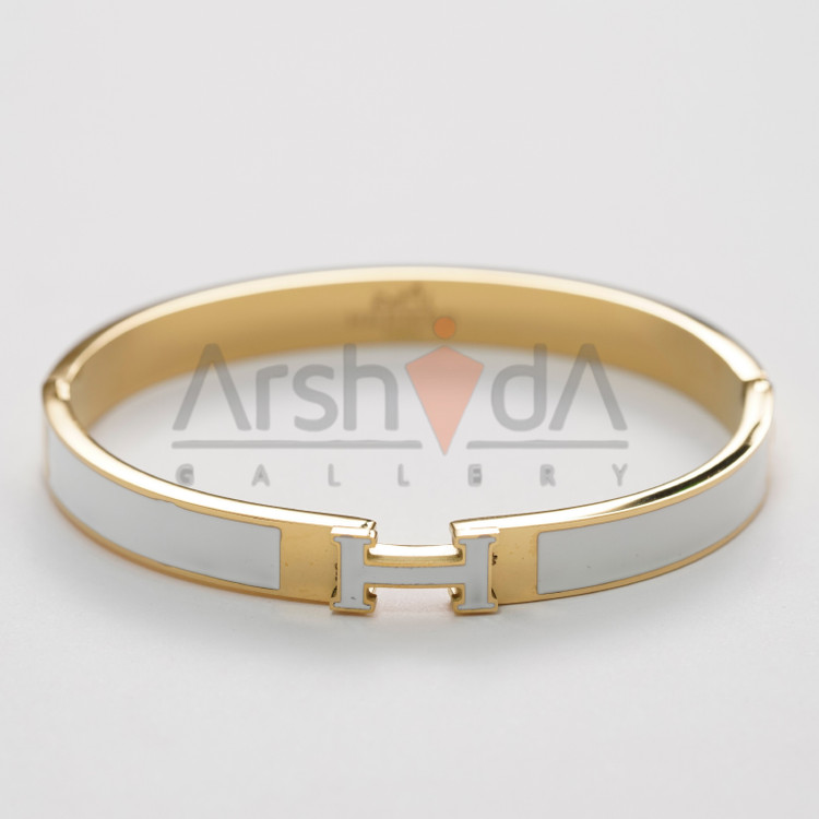 دستبند زنانه هرمس با طراحی لوکس میناکاری سفید