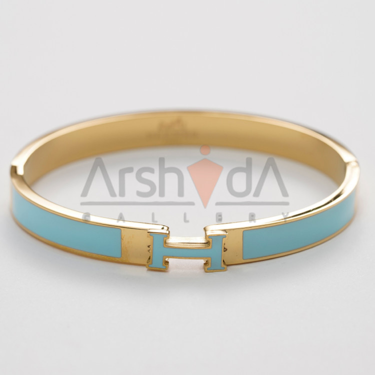 دستبند زنانه هرمس با طراحی لوکس میناکاری آبی