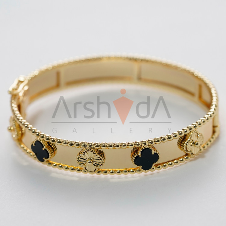 ست دستبند و انگشتر ونکلیف با آبکاری طلای ۱۸ عیار و رنگبندی لوکس