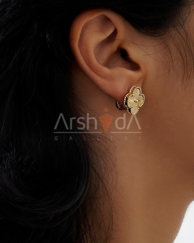 گوشواره ونکلیف تراش با آبکاری طلا و رادیوم قفل کلیپسی ضد حساسیت با پوشش نانو