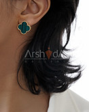 گوشواره زنانه ونکلیف با آبکاری طلا 18 عیار و قفل کلیپسی