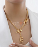 ست گردنبند و دستبند زنانه مسترکوالیتی هرمس آبکاری طلا ۱۸ عیار با طراحی خاص