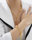 ست گردنبند و دستبند زنانه مسترکوالیتی هرمس آبکاری طلا ۱۸ عیار با طراحی خاص