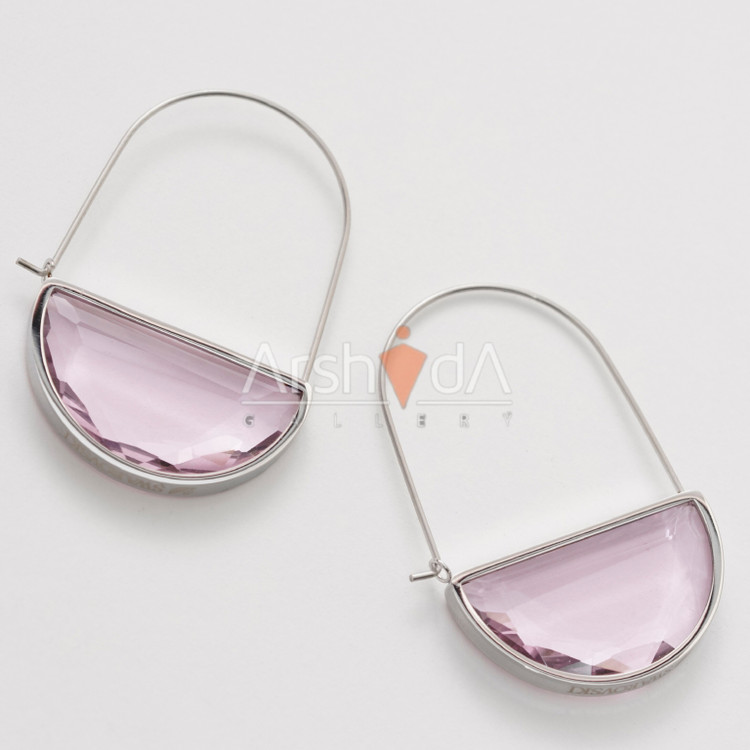 گوشواره زنانه کریستالی سوارووسکی با پایه استیل حک شده آبکاری طلای 18 عیار و رادیوم نانو رنگ ثابت