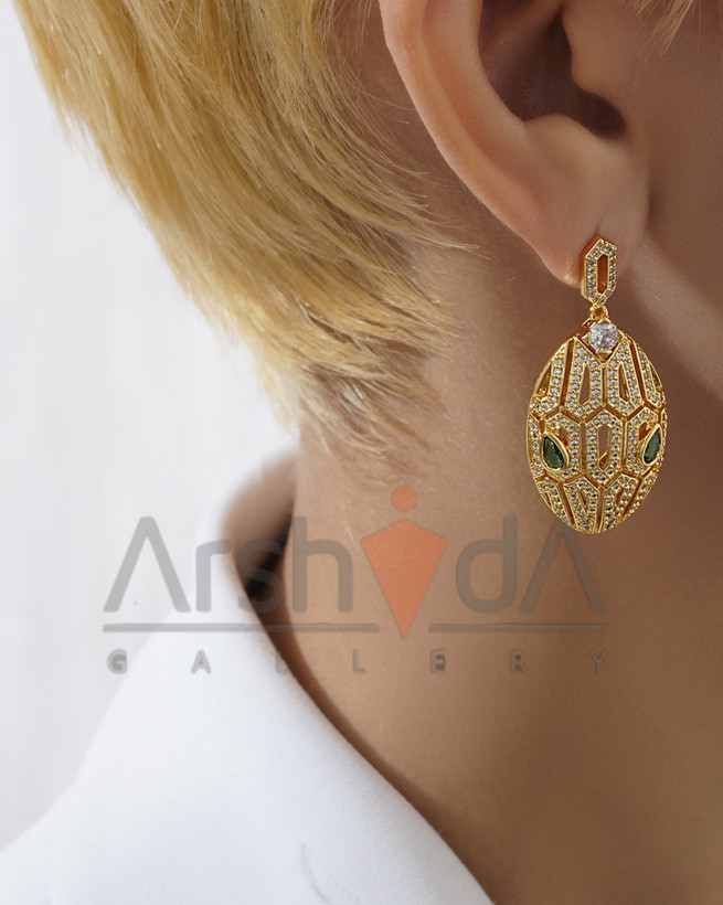 نیمست زنانه مار بولگاری با آبکاری طلا 18 عیار و نگینهای زیرکونیوم اتریشی