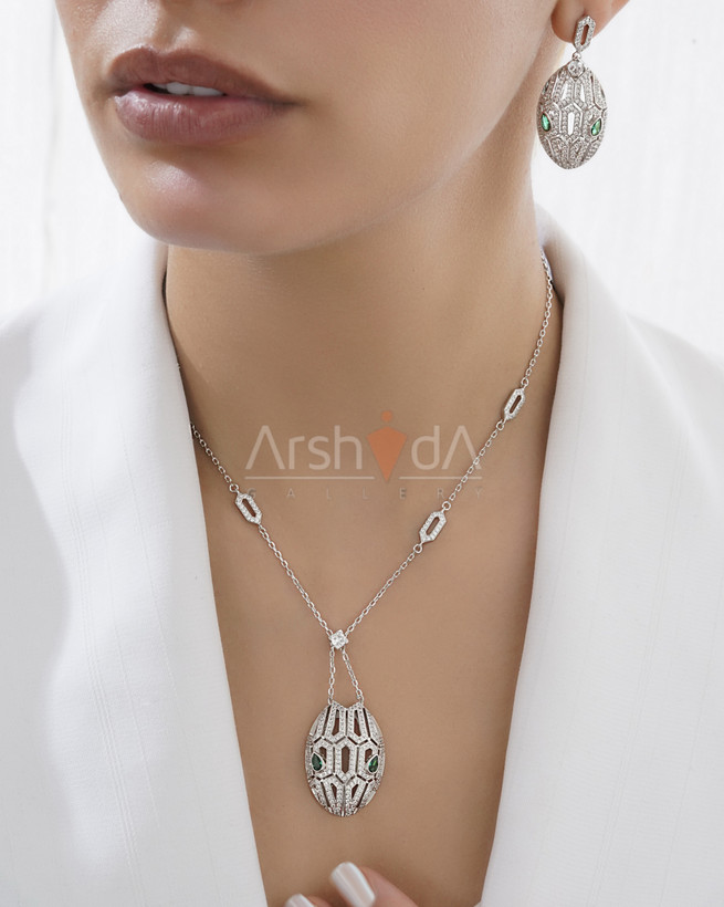 نیمست زنانه مار بولگاری با آبکاری رادیوم و نگینهای زیرکونیوم اتریشی