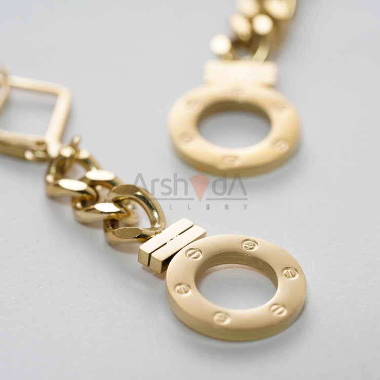 ست کارتیر مدل لئا با زنجیر ظریف چندرشتهای و آبکاری طلا ۱۸ عیار