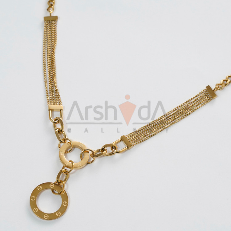 ست کارتیر مدل لئا با زنجیر ظریف چندرشتهای و آبکاری طلا ۱۸ عیار