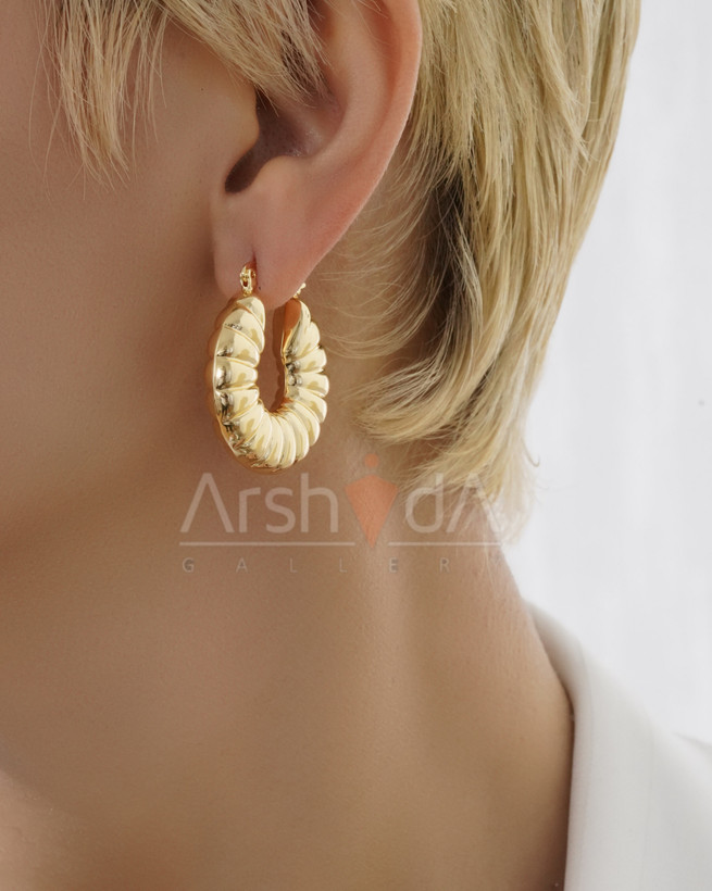 گوشواره زنانه طرح طلا با آبکاری ۱۸ عیار، سبک و ضد حساسیت