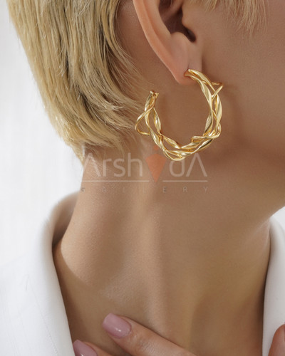گوشواره زنانه طرح طلا با آبکاری ۱۸ عیار، سبک و ضد حساسیت