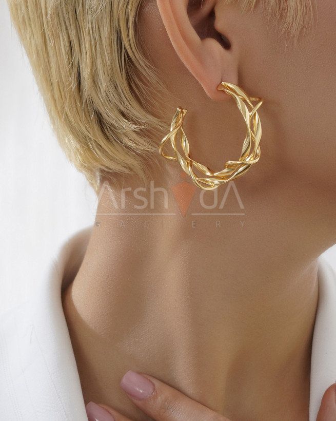 گوشواره زنانه طرح طلا با آبکاری ۱۸ عیار، سبک و ضد حساسیت
