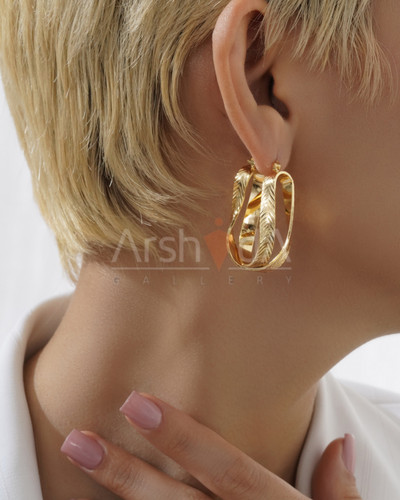 گوشواره زنانه طرح طلا با آبکاری ۱۸ عیار، سبک و ضد حساسیت