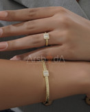 ست زنانه دستبند و انگشتر نگیندار با آبکاری طلا ۱۸ عیار و پوشش نانو