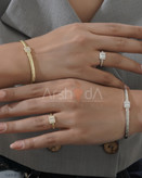 ست زنانه دستبند و انگشتر نگیندار با آبکاری طلا ۱۸ عیار و پوشش نانو