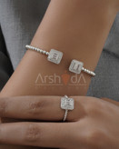 ست زنانه دستبند و انگشتر نگیندار با آبکاری طلا ۱۸ عیار و پوشش نانو