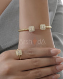 ست زنانه دستبند و انگشتر نگیندار با آبکاری طلا ۱۸ عیار و پوشش نانو