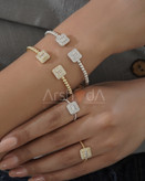 ست زنانه دستبند و انگشتر نگیندار با آبکاری طلا ۱۸ عیار و پوشش نانو