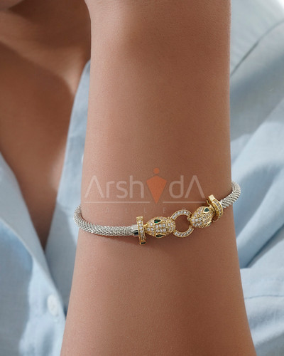 بنگل زنانه طرح طلا با آبکاری ۱۸ عیار و رنگ ثابت نانو