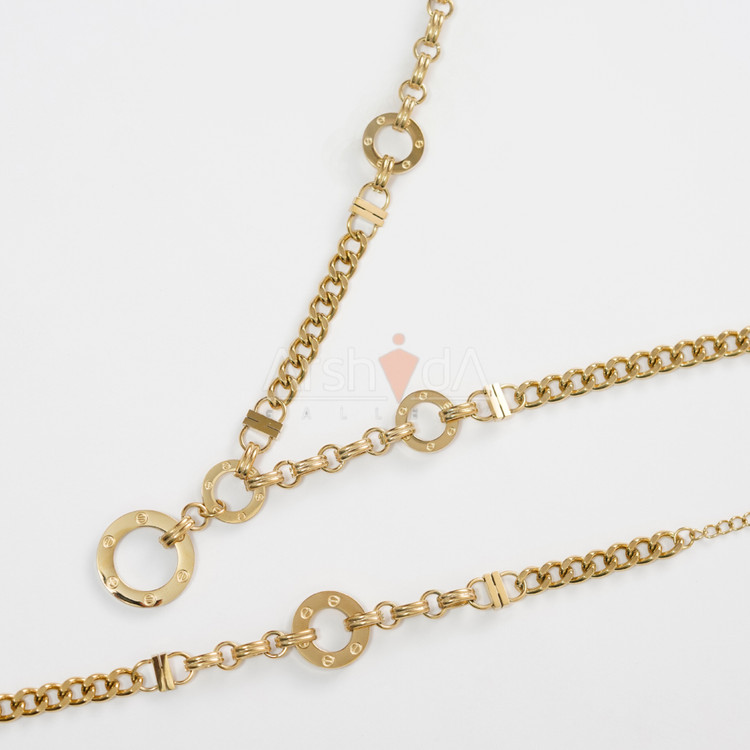 ست زنانه کارتیر مدل الیز با طراحی مدرن و آبکاری طلای ۱۸ عیار