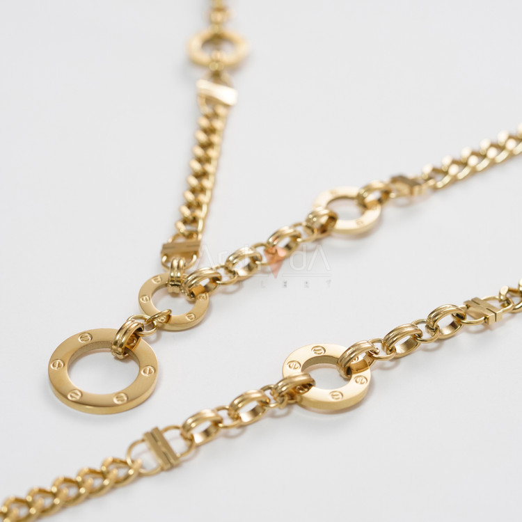 ست زنانه کارتیر مدل الیز با طراحی مدرن و آبکاری طلای ۱۸ عیار