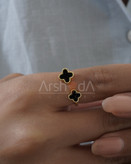 نیمست و انگشتر زنانه ونکلیف با سنگ اونیکس مشکی و آبکاری طلا 18 عیار