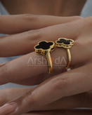 نیمست و انگشتر زنانه ونکلیف با سنگ اونیکس مشکی و آبکاری طلا 18 عیار