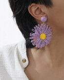 گوشواره زنانه گل رنگی با میخ نقره ضد حساسیت و طراحی سبک