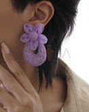 گوشواره زنانه گل رنگی با میخ نقره ضد حساسیت و طراحی سبک