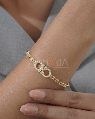 بنگل زنانه طرح طلا با آبکاری ۱۸ عیار و رنگ ثابت نانو