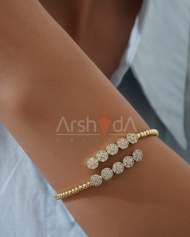 بنگل زنانه طرح طلا با آبکاری ۱۸ عیار و رنگ ثابت نانو