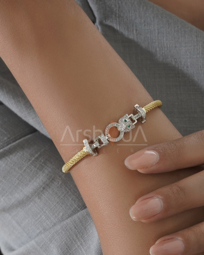 دستبند طرح طلا زنانه با آبکاری طلای 18 عیار و رادیوم رنگ ثابت