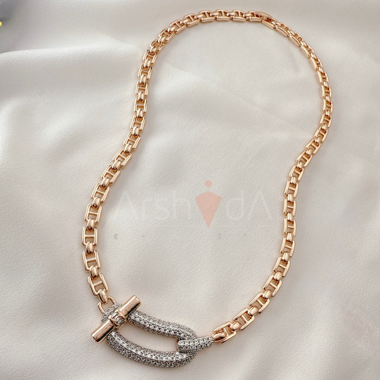 کالکشن زیورآلات زنانه هرمس شامپاینی با آبکاری طلا و رادیوم رنگ ثابت